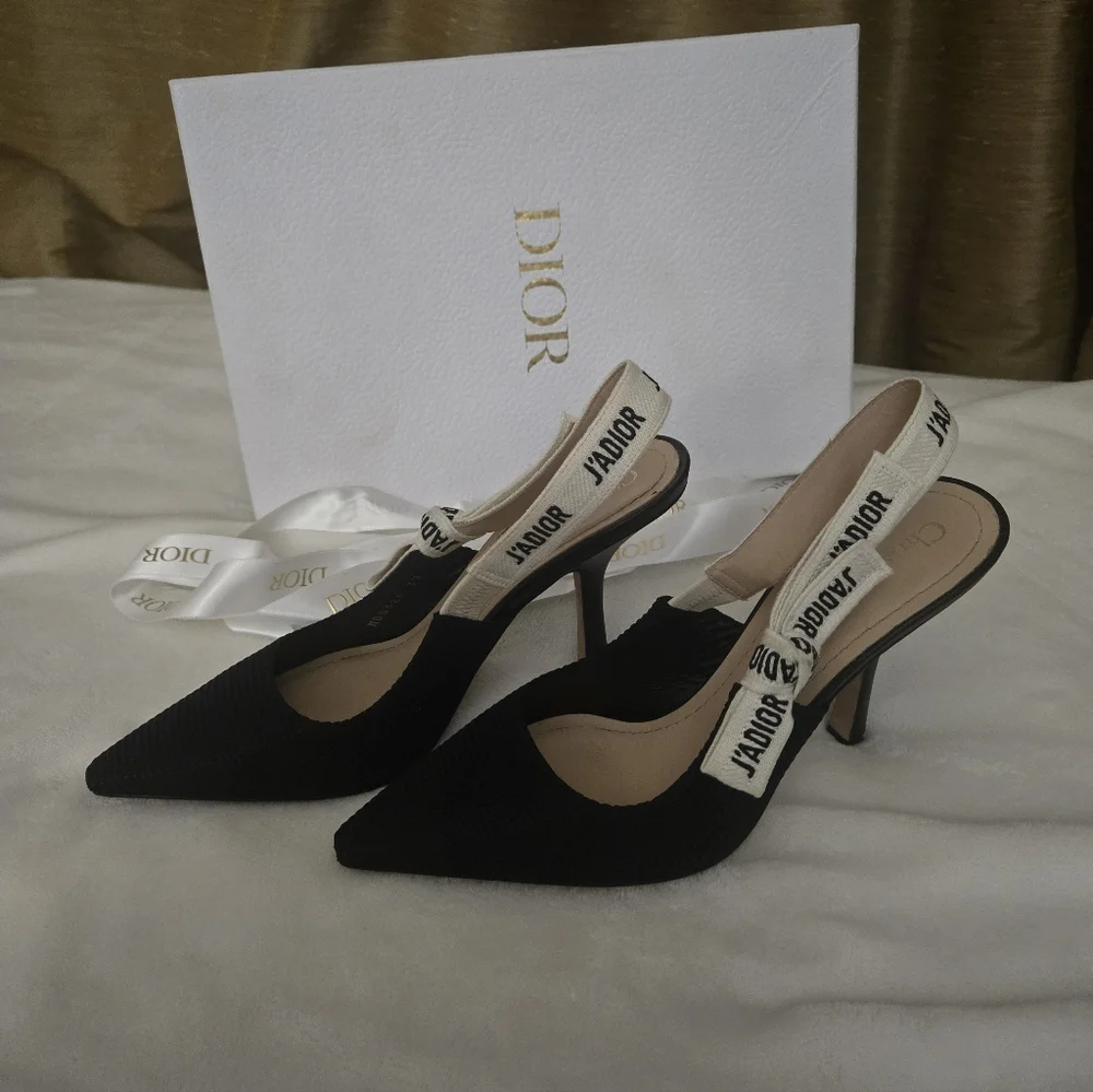 J'Adior Slingback PumpBlack Technical Fabric 37/ US 6.5 - Picture 3 of 17